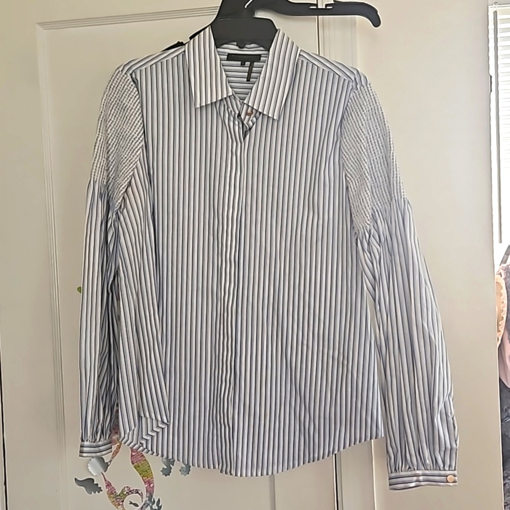 Donna Karan Blue and white striped blouse